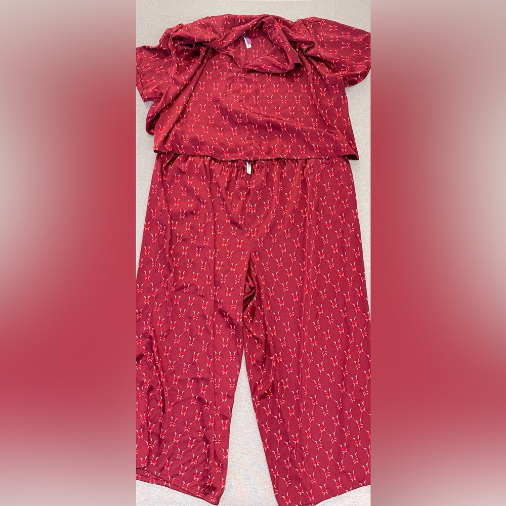 Adore Me 4XL Red Satin Pajama Set | 2 Piece Lounge